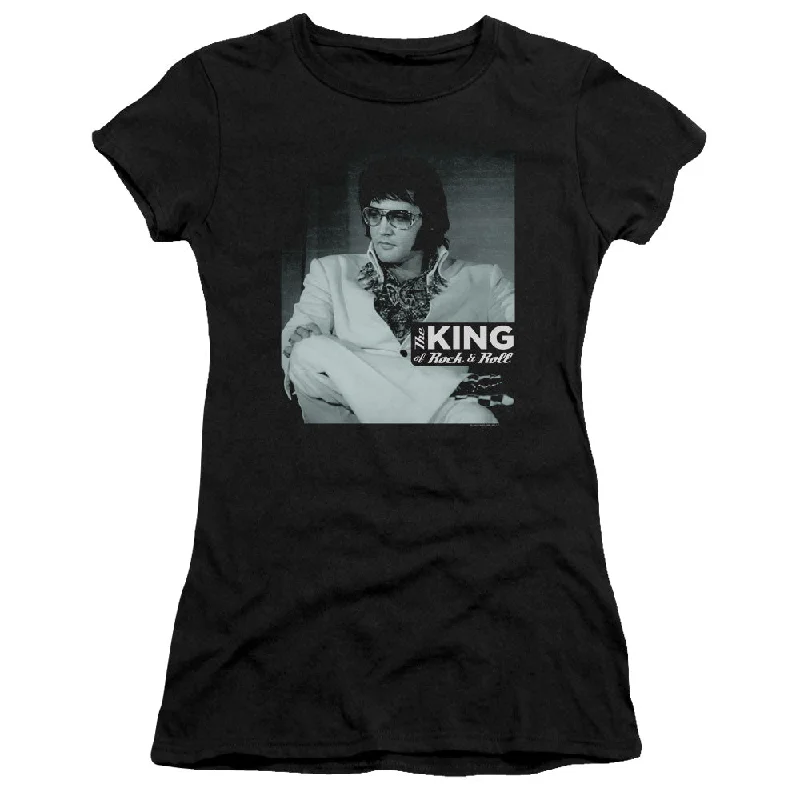 Elvis Presley Good To Be Junior's 30/1 100% Cotton Cap-Sleeve Sheer T-Shirt Graphic T-Shirt Round Neck Polyester