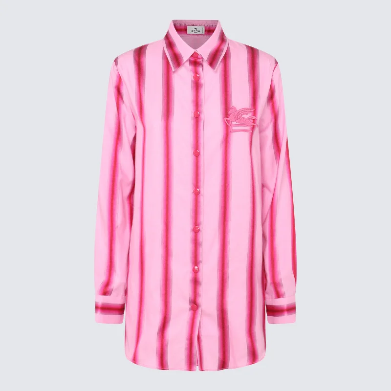 Etro Shirts Pink Terry Blend Velvet Blend Canvas Blend