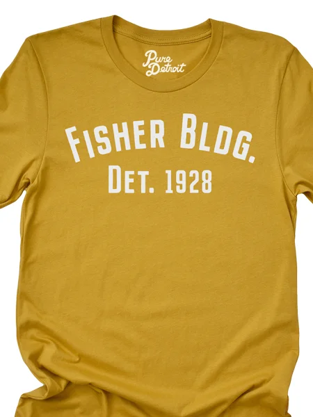 Fisher Building Detroit 1928 T-shirt - Mustard / Off White Unisex Cozy Warm Stylish