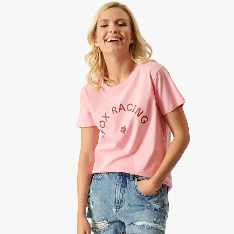 Fox Womens Racing Arch Short Sleeve Tee Flamingo Beaded Sequined Faux Fur