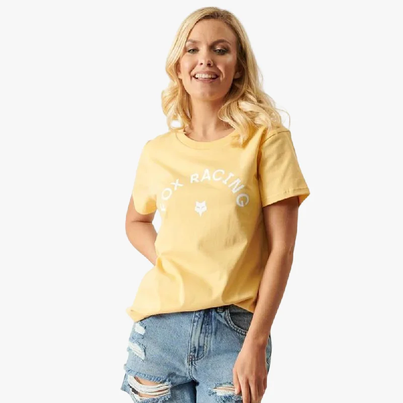 Fox Womens Racing Arch Short Sleeve Tee Yellow Boxy Fit Fitted Loose