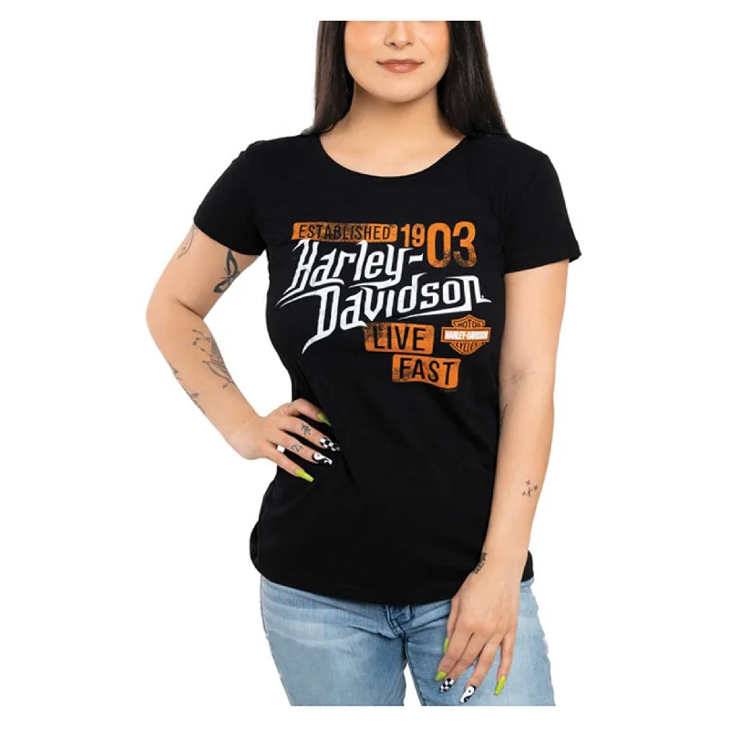 Gasoline Alley Harley-Davidson® Women's Dealer Tee - Mania Seamless Knitted Crochet