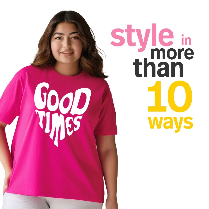 Good Times Plus Size Women T-Shirt Chenille Blend Fleece Blend Nylon Blend