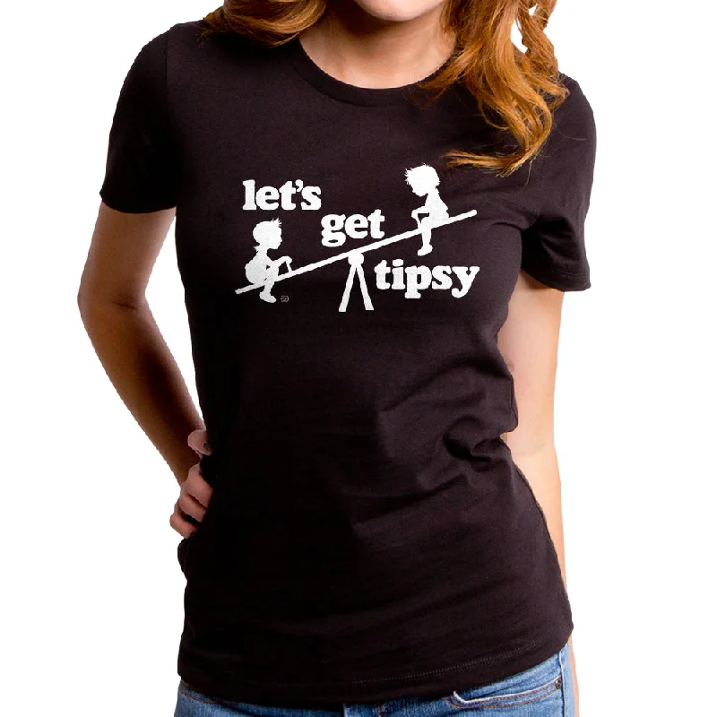 Let's Get Tipsy Women's T-Shirt Hooded Caped Shawl Collar