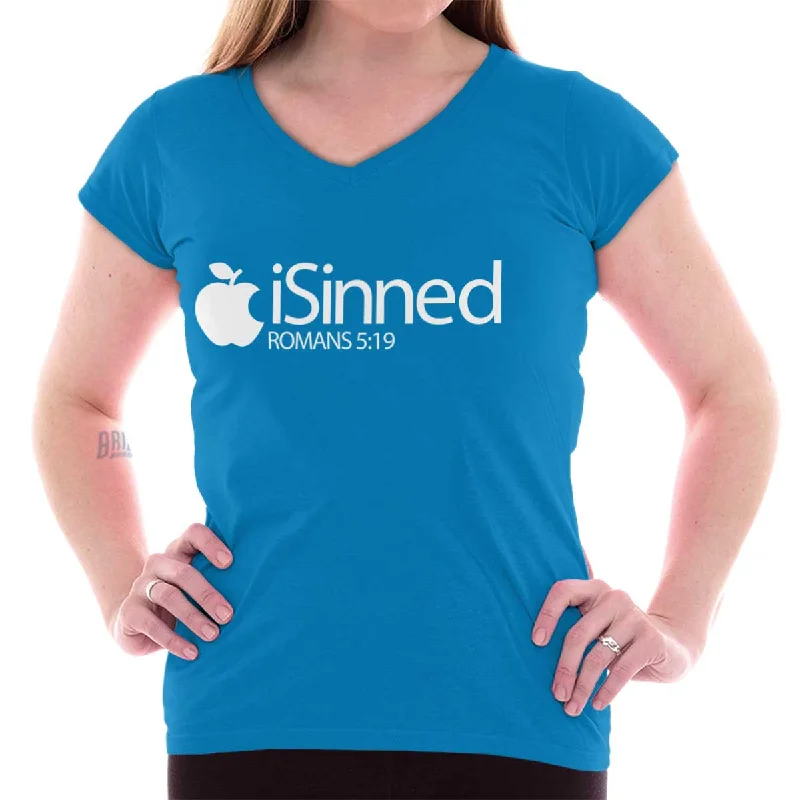 iSinned Junior Fit V-Neck T-Shirt Modern Contemporary Chic