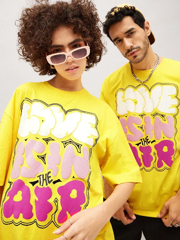 Lyush Yellow LOVE AIR Oversized T-Shirt Iron Safe Non-Iron Wrinkle Free