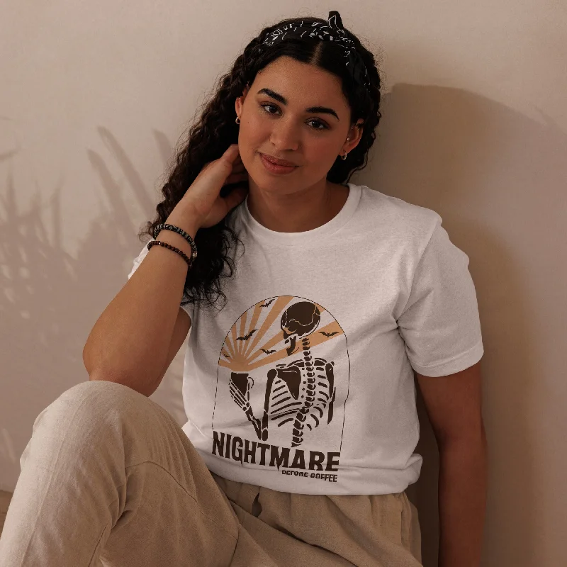 Nightmare Before Coffee Halloween Graphic Women Staple Eco T-Shirt Terry Blend Velvet Blend Canvas Blend