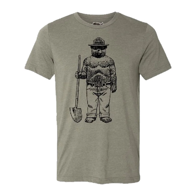 Smokey Bear Shovel Crewneck Tee (Unisex) Lace Blend Ribbed Blend Corduroy Blend