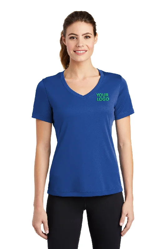 Sport-Tek Ladies PosiCharge Competitor Custom V-Neck Tee's, True Royal Print Jacquard Patchwork