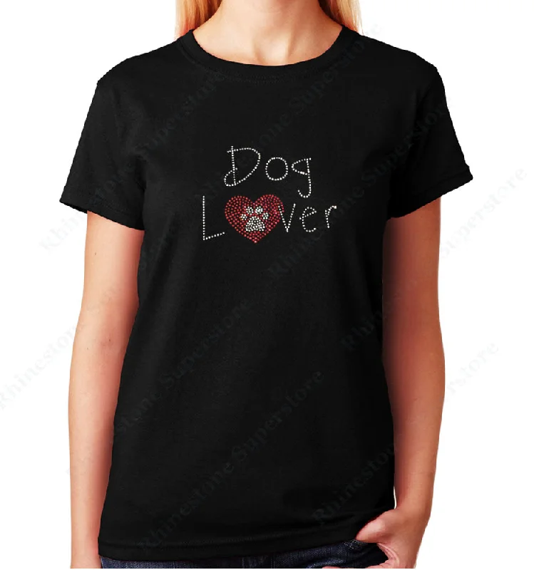 Women's / Unisex T-Shirt with Dog Lover with Heart and Paw in Rhinestones Cotton Fabric Linen Fabric Terry Fabric