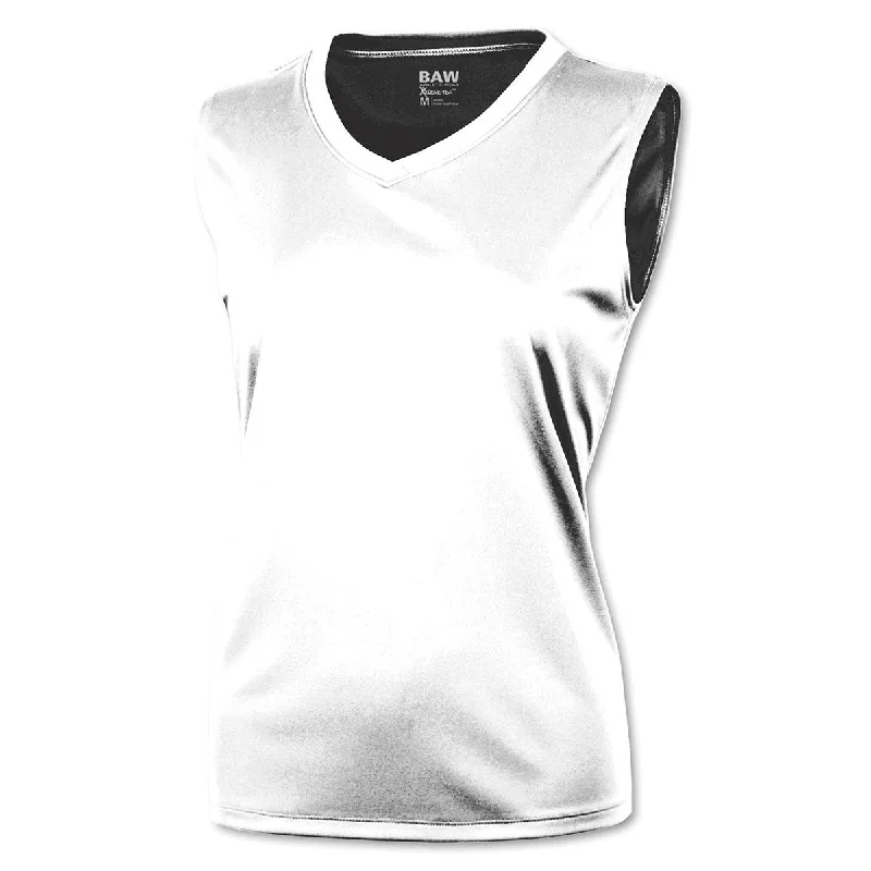 BAW Women's White Xtreme Tek Sleeveless Shirt Fashionable Trendy Casual